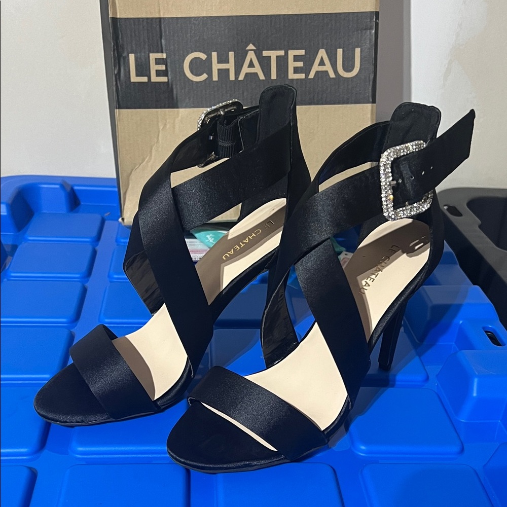 Le Chateau Midnight Black Satin Heels